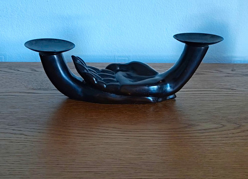 Vintage cast metal open hands - metal,